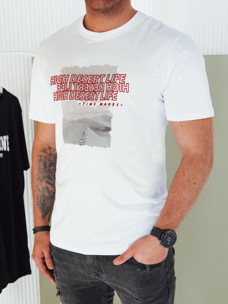 Koszulka męska z nadrukiem biała Dstreet RX5487