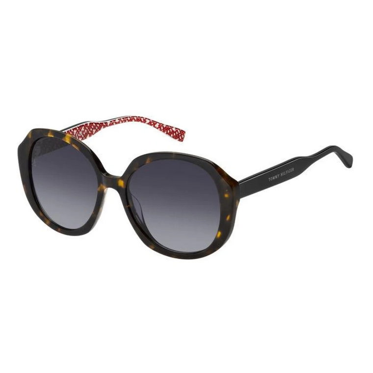 Stylowe okulary przeciwsłoneczne z ciemnoszarymi soczewkami Tommy Hilfiger