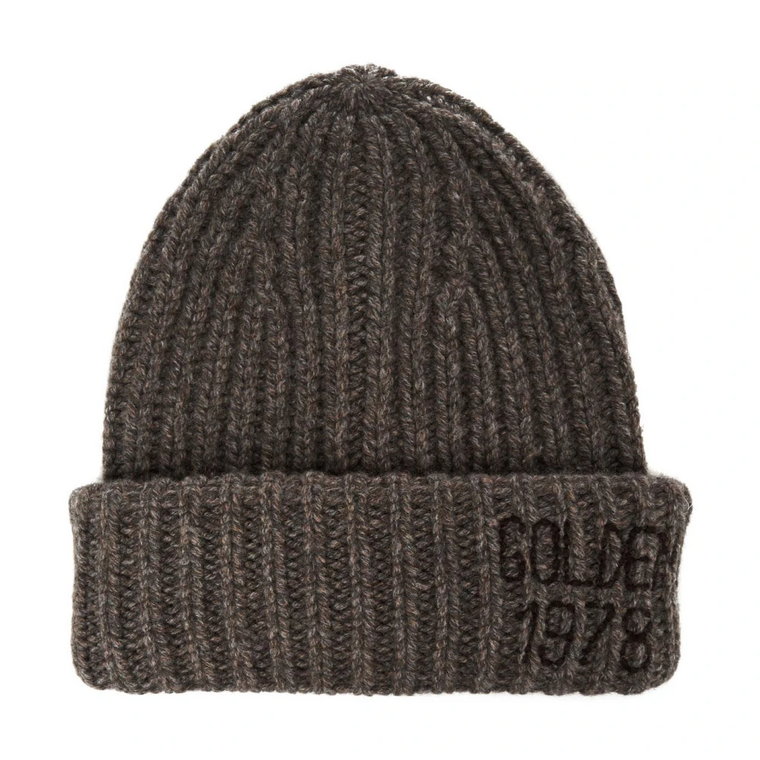 Brązowy Dziany Beanie dla Mężczyzn Golden Goose