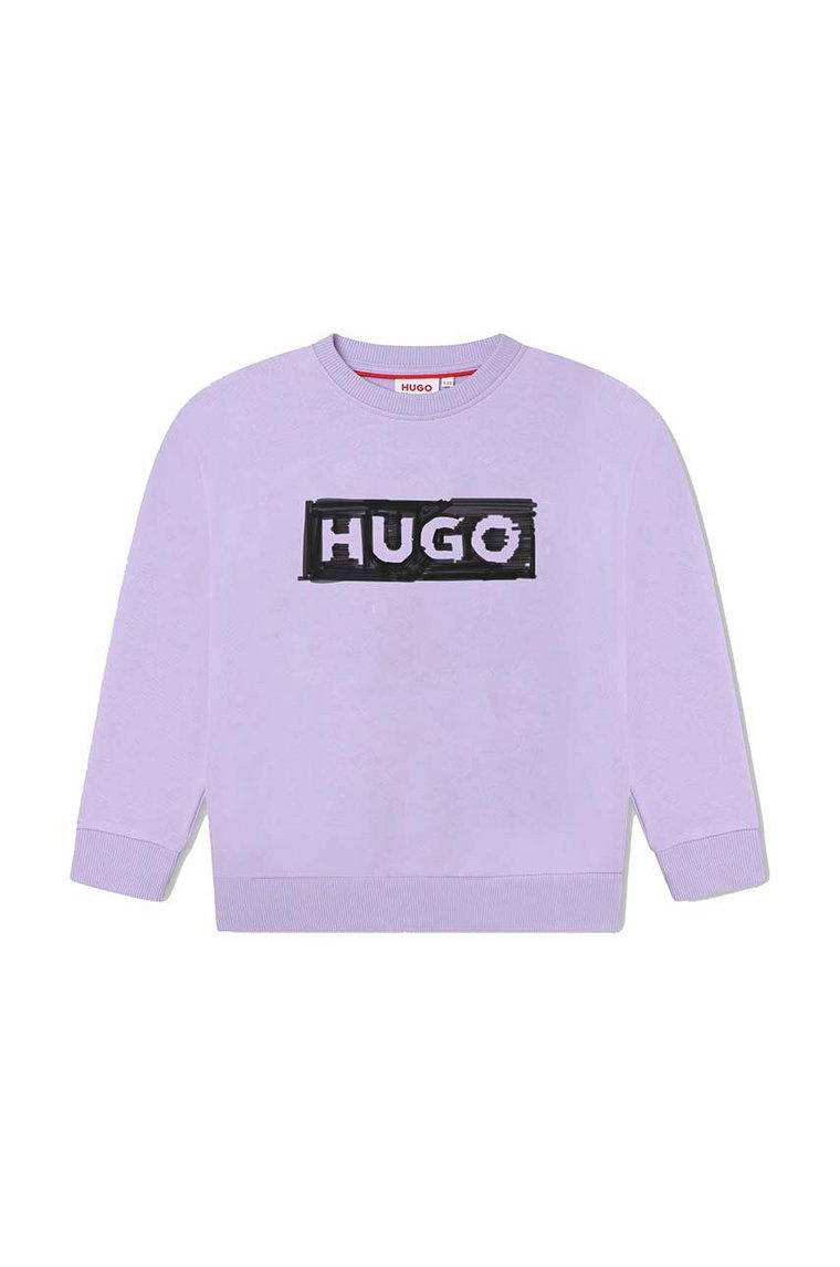 HUGO bluza dziecięca kolor fioletowy z nadrukiem