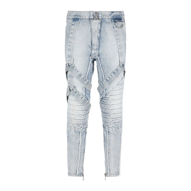 Bawełniane jeansy slim-fit z paskami Balmain