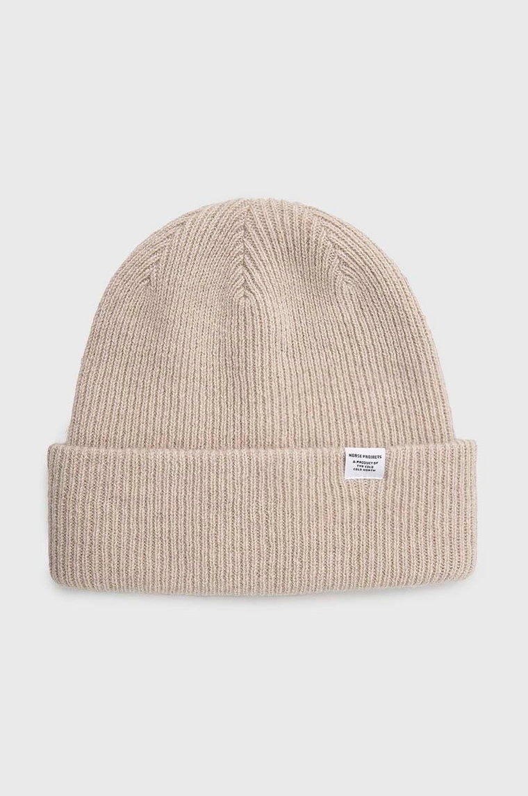 Norse Projects czapka wełniana Merino Lambswool Beanie kolor beżowy wełniana N95-0569-2064