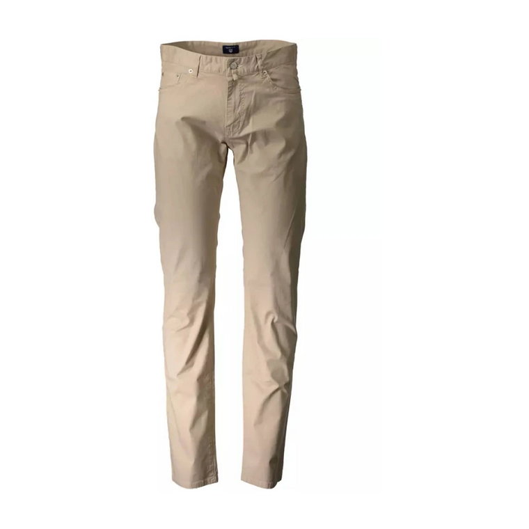 Beżowe Bawełniane Jeansy & Spodnie, 5-Kieszenie Gant