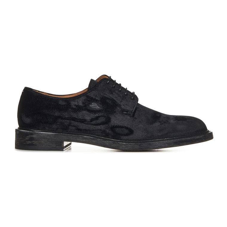 Czarne Velvet Oxford Buty na sznurowadła Ss23 Maison Margiela