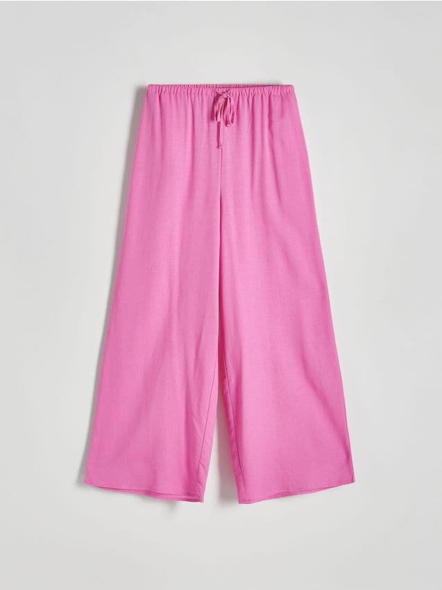 Reserved - Szerokie spodnie z wiskozą - różowy