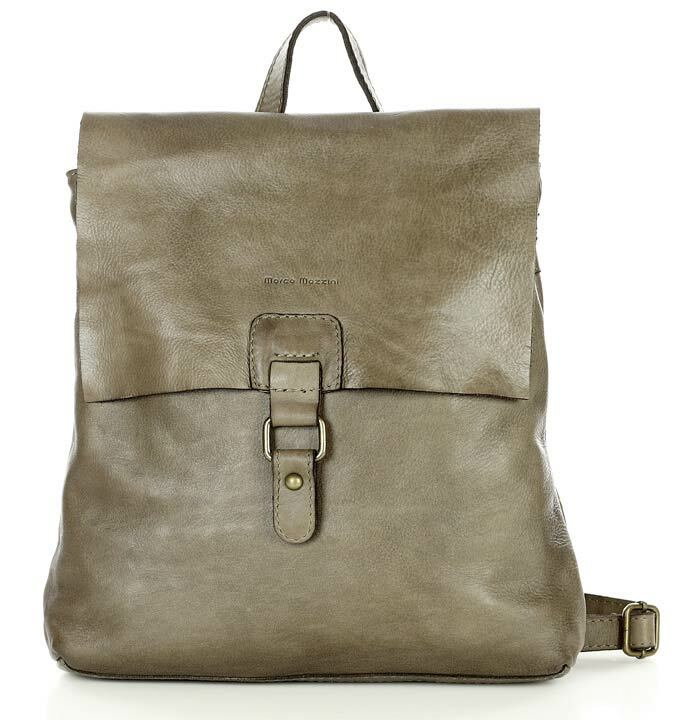 Plecak skórzany minimalizm old look leather backpack - MARCO MAZZINI beż taupe