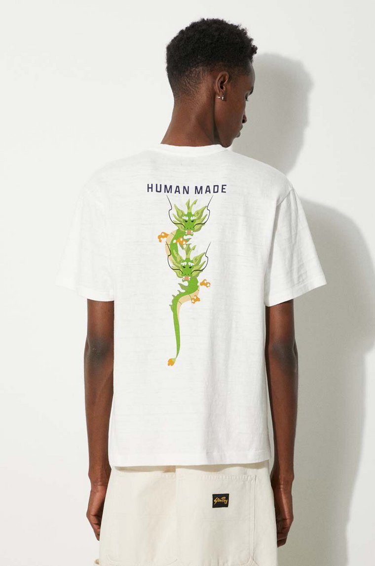 Human Made t-shirt bawełniany Graphic męski kolor biały z nadrukiem HM27TE012