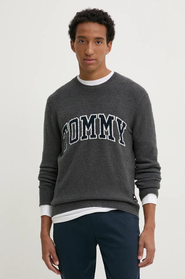 Tommy Jeans sweter z domieszką wełny męski kolor szary  DM0DM19439