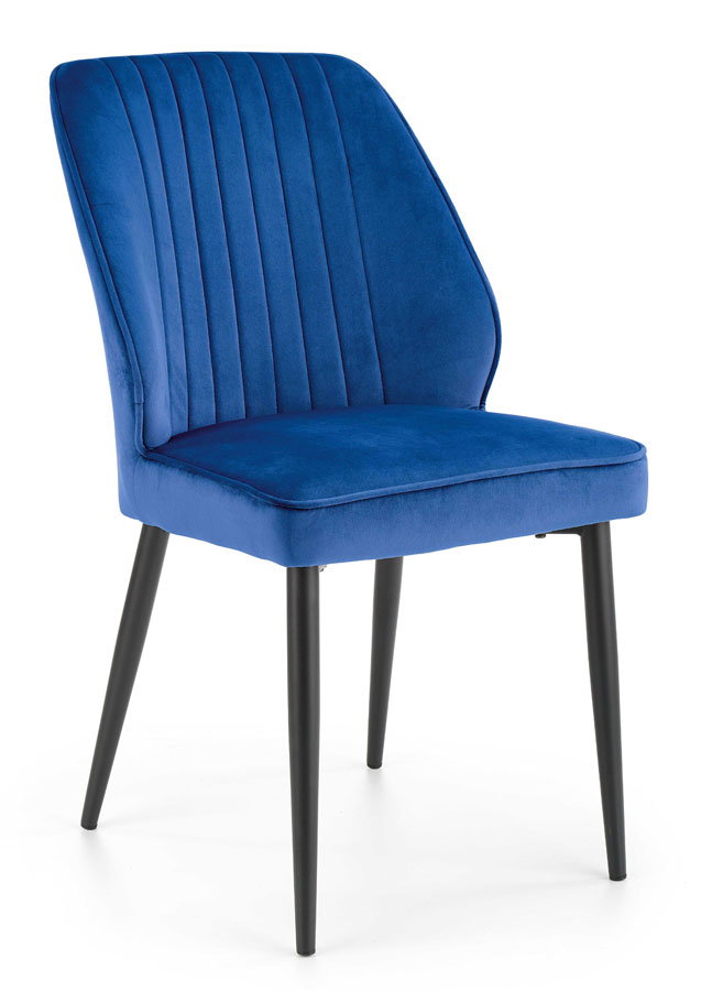 Niebieskie welurowe krzesło tapicerowane - Arsin