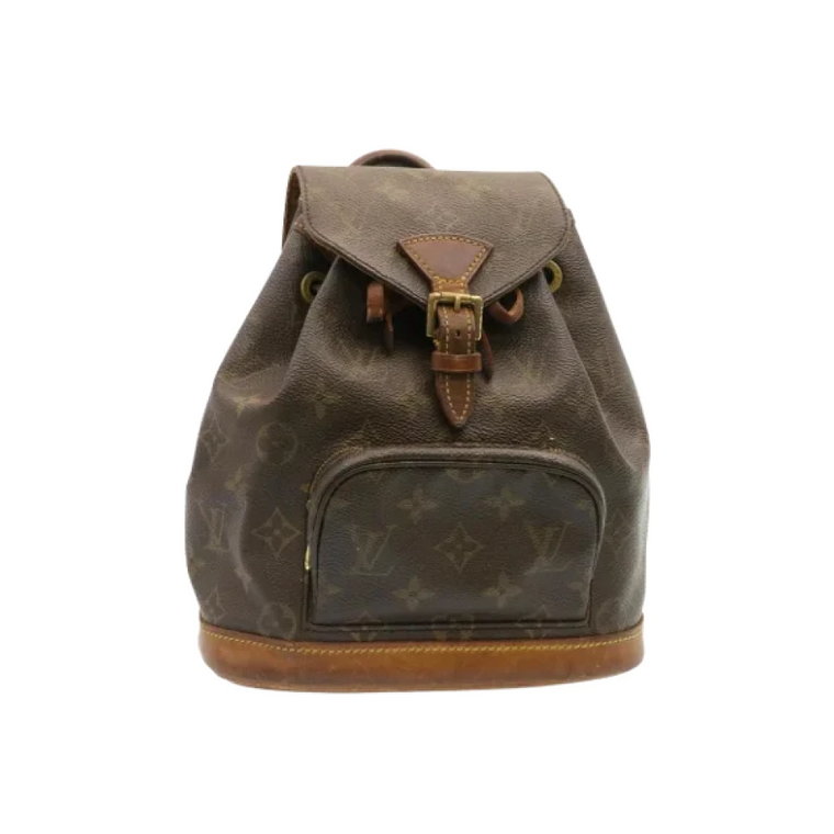 Używana czarna torba na ramię Montsouris z płótna Louis Vuitton Vintage