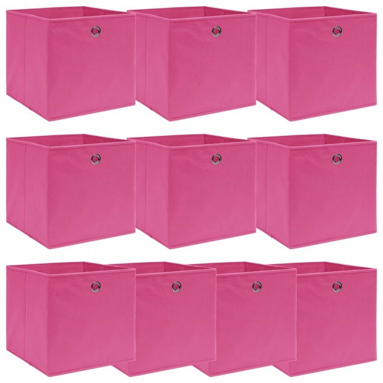 Pudełka, 10 szt., różowe, 32x32x32 cm, tkanina kod: V-288347
