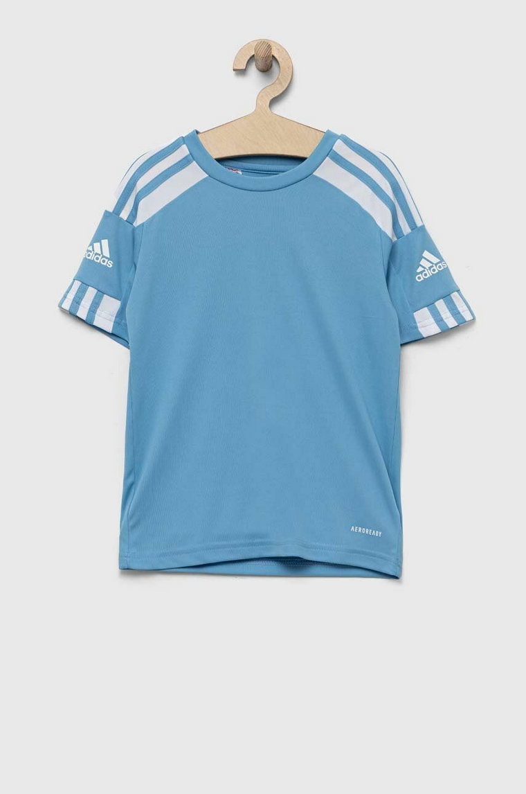 adidas Performance t-shirt dziecięcy kolor niebieski wzorzysty