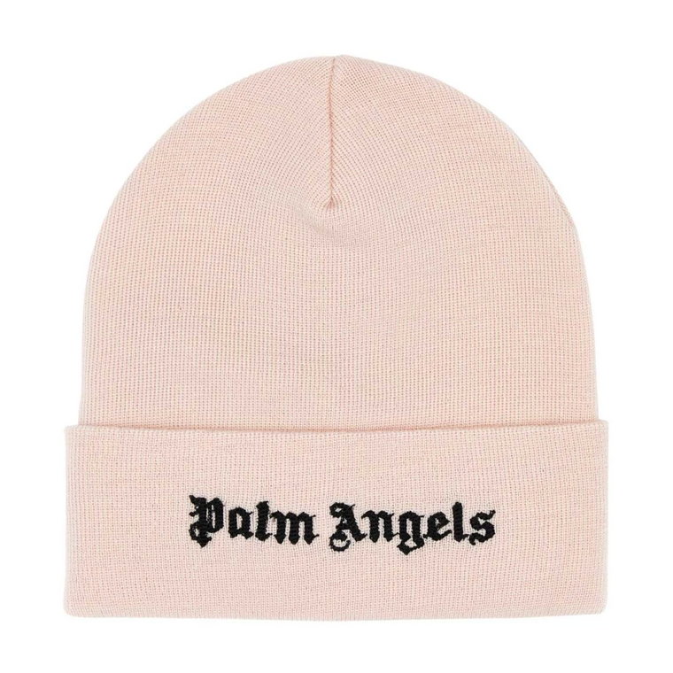 Różowy Czapka Beanie z Bawełny Palm Angels