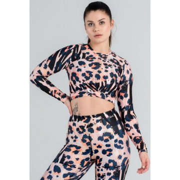 Bluzka sportowa fitness z długim rękawem damska Slavi Leopard