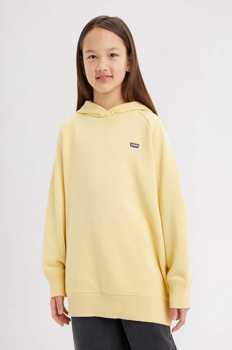 Levi's bluza dziecięca LVG PULLOVER HOODIE kolor żółty z kapturem gładka