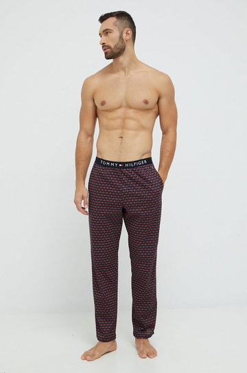 Tommy Hilfiger spodnie piżamowe bawełniane kolor granatowy wzorzysta
