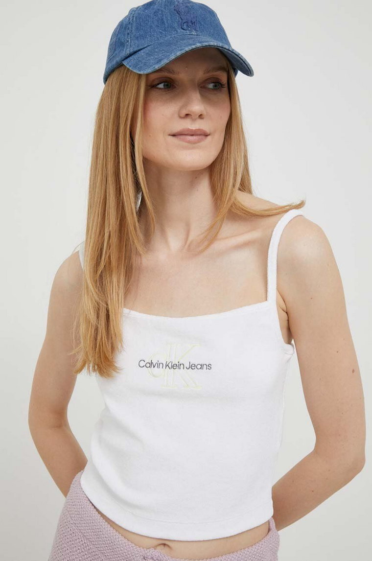 Calvin Klein Jeans top damski kolor biały