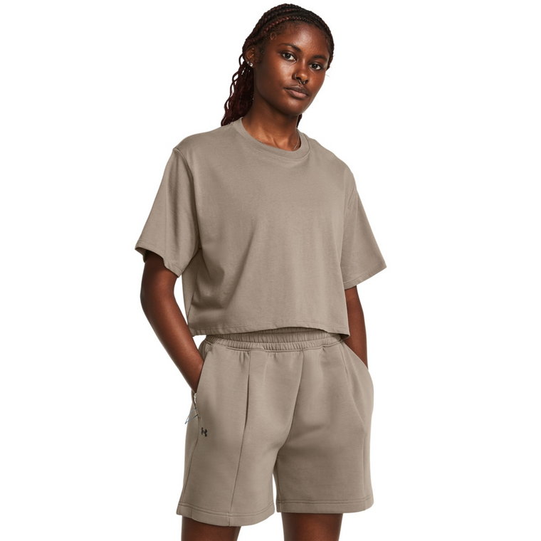 Damski t-shirt crop-top Under Armour Campus Boxy Crop SS - brązowy