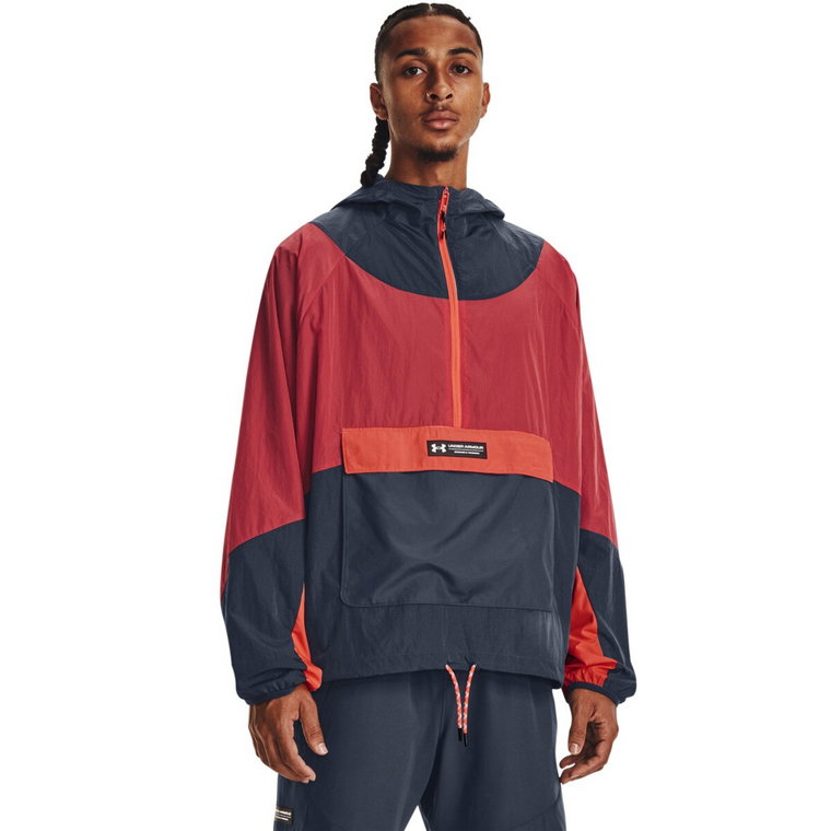 Męska kurtka treningowa Under Armour UA Rush Woven 1/2 Zip Anorak - czerwona