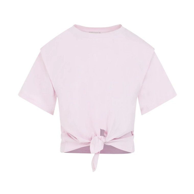 Różowy bawełniany top z pikowanymi ramionami Isabel Marant