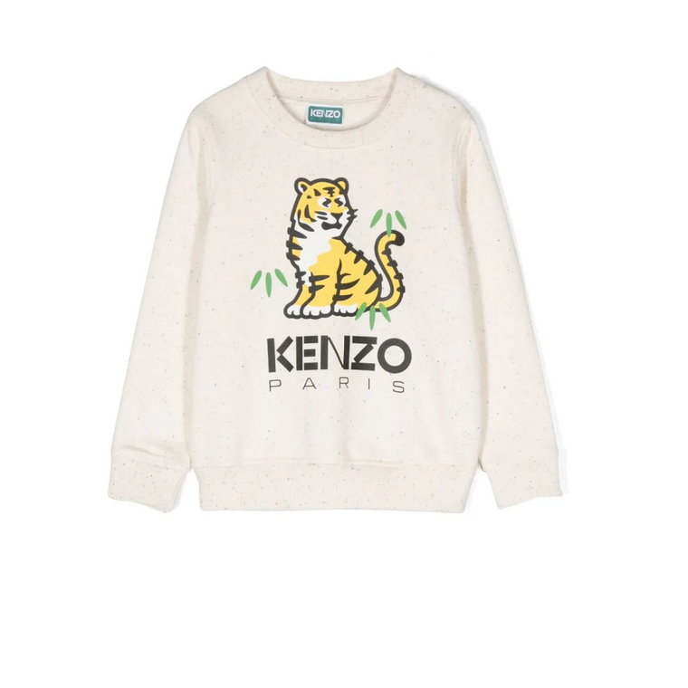 Białe Swetry z Wzorem Tygrysa dla Dzieci Kenzo