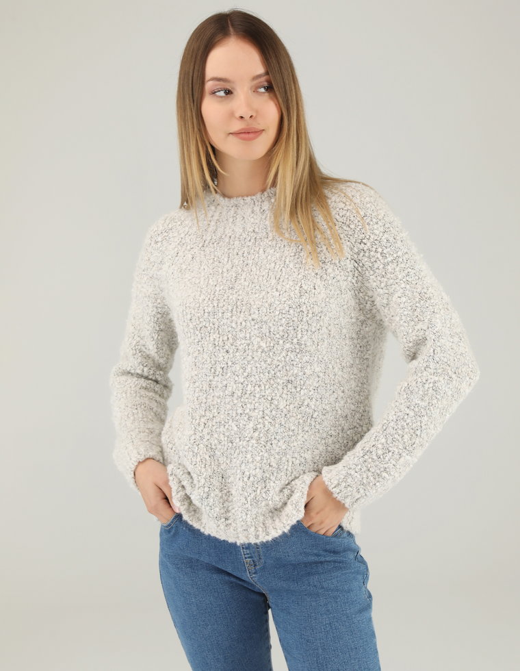 BEŻOWY SWETER BOUCLE 29-885 CAMICIOLA