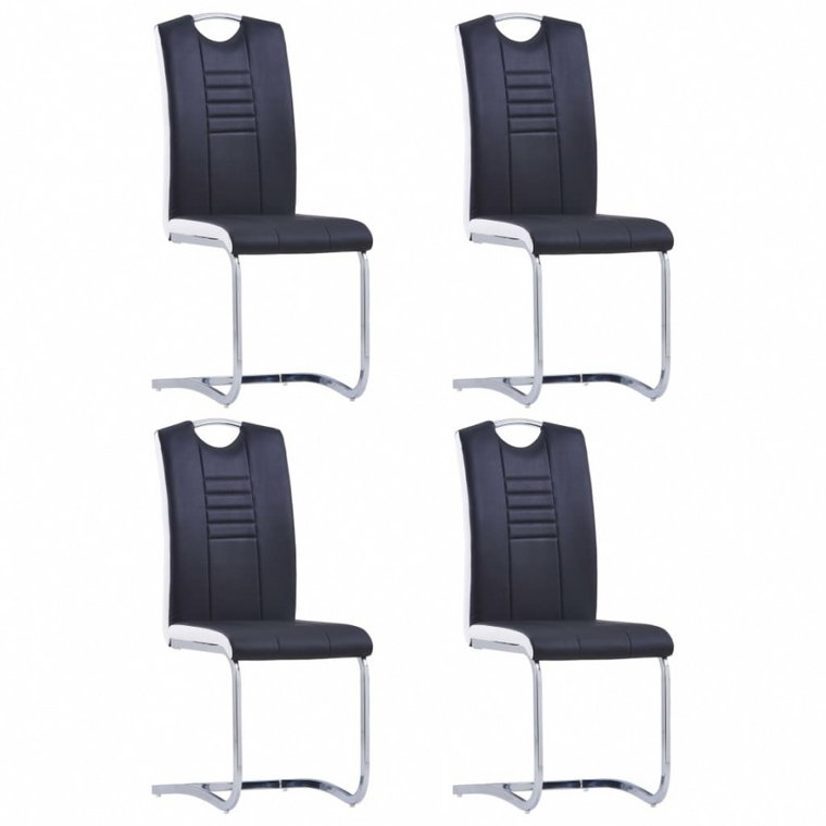 Krzesła stołowe, wspornikowe, 4 szt., czarne, sztuczna skóra kod: V-281772