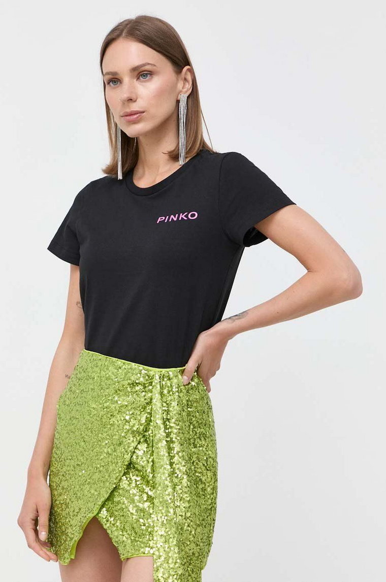 Pinko t-shirt bawełniany kolor czarny