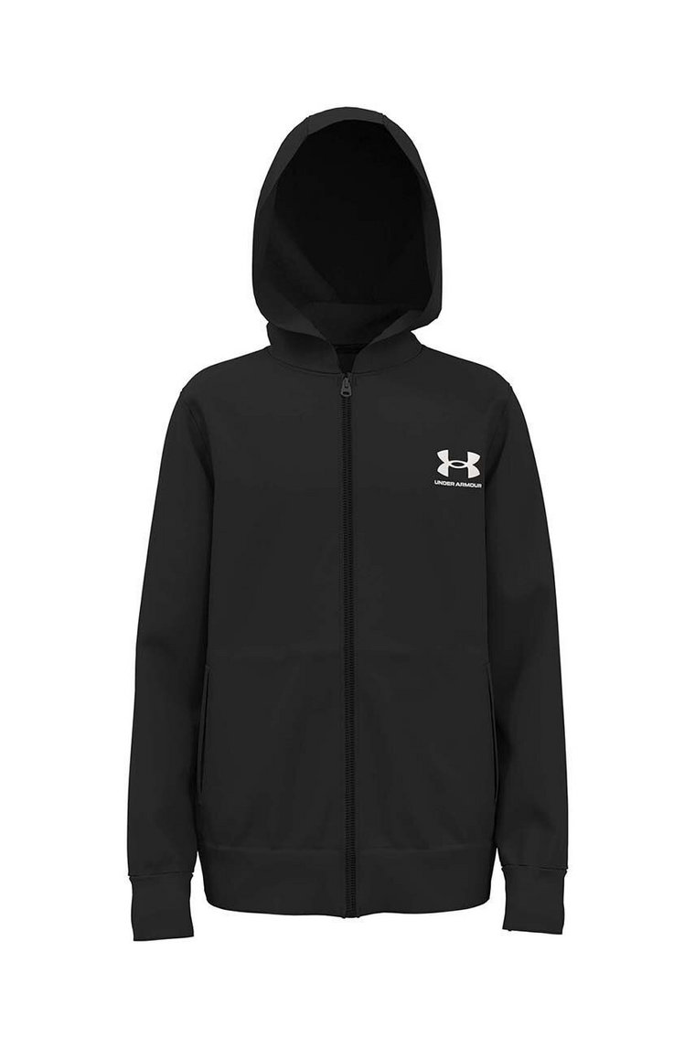 Under Armour bluza dziecięca kolor czarny z kapturem melanżowa