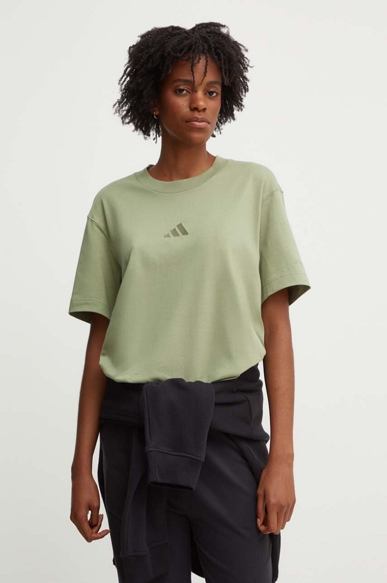 adidas t-shirt bawełniany All SZN damski kolor zielony JF8771