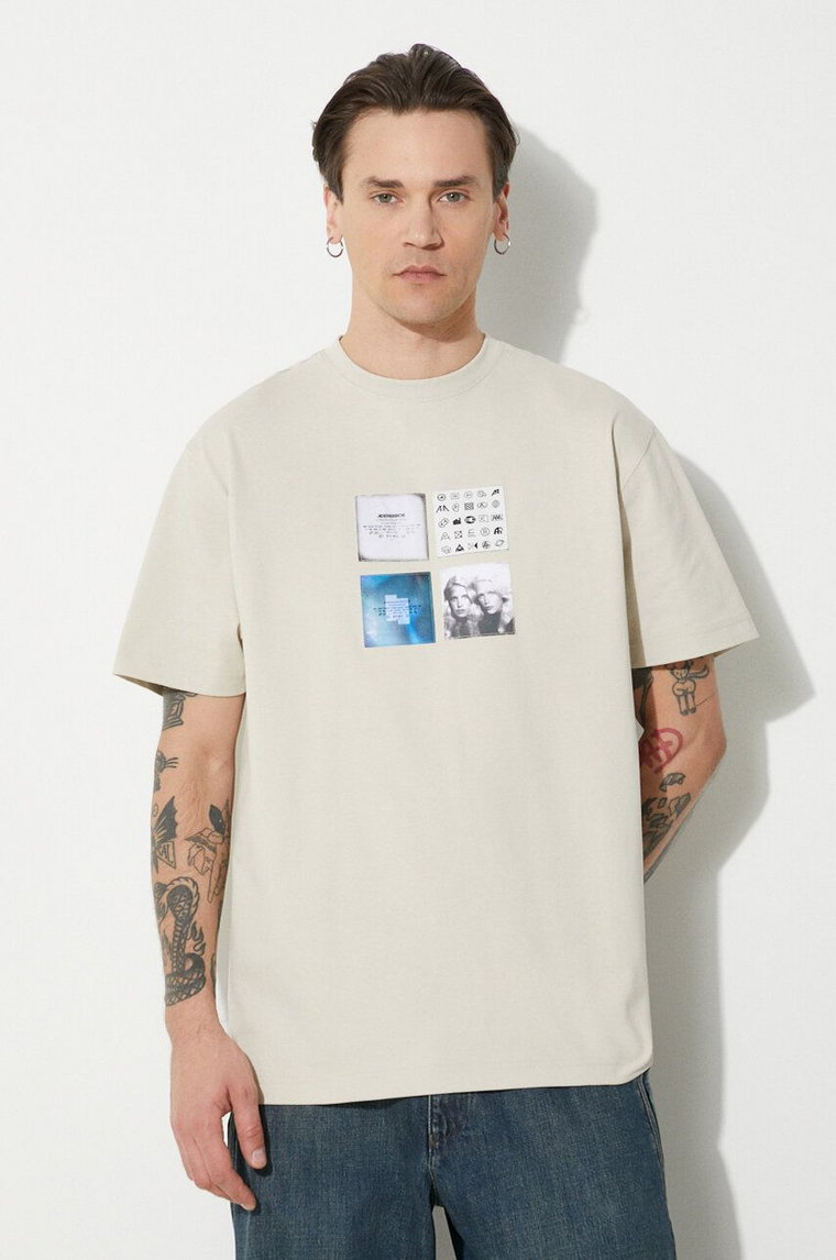 Ader Error t-shirt Tee męski kolor beżowy z nadrukiem BN01SSTS0107