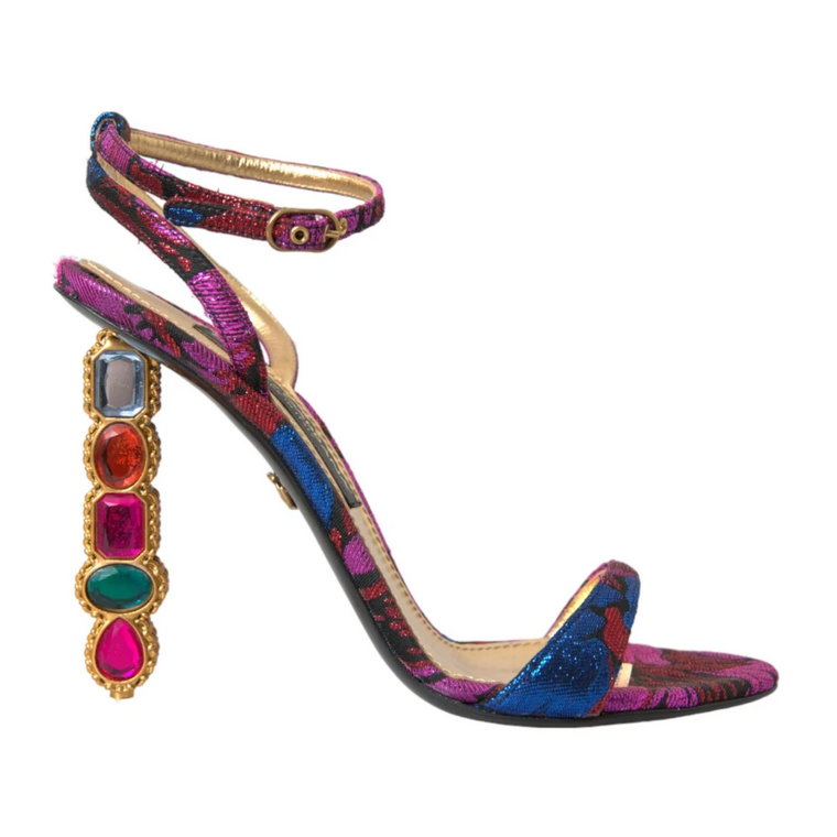 Kryształowo zdobione sandały z żakardu Dolce & Gabbana
