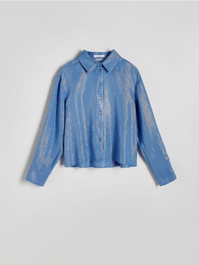 Reserved - Koszula z metalizowaną nitką - jasnoniebieski