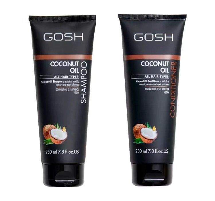 GOSH COCONUT OIL ZESTAW KOSMETYKÓW DO PIELĘGNACJI WŁOSÓW SZAMPON 230ML + ODŻYWKA 230ML