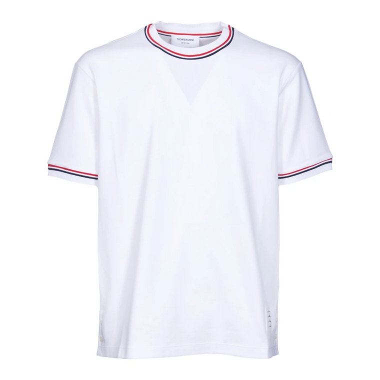 Białe koszulki i pola z logo 4bar Thom Browne
