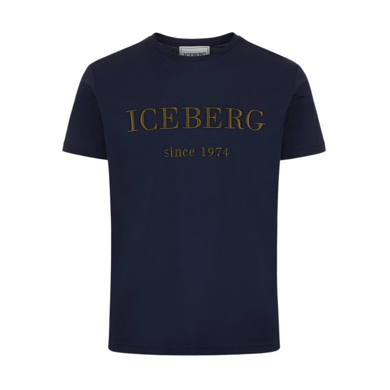 Niebieska koszulka z haftowanym logo Iceberg