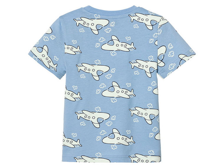 lupilu T-shirty dziecięce z bawełną, 3 sztuki (98/104, Niebieski/wzorzysty)