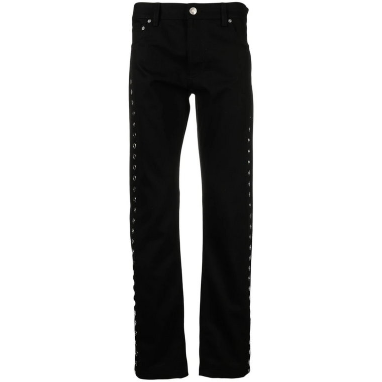 Czarne jeansy Slim-Fit z metalowymi oczkami Alexander McQueen