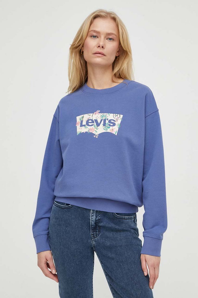 Levi's bluza damska kolor niebieski z nadrukiem