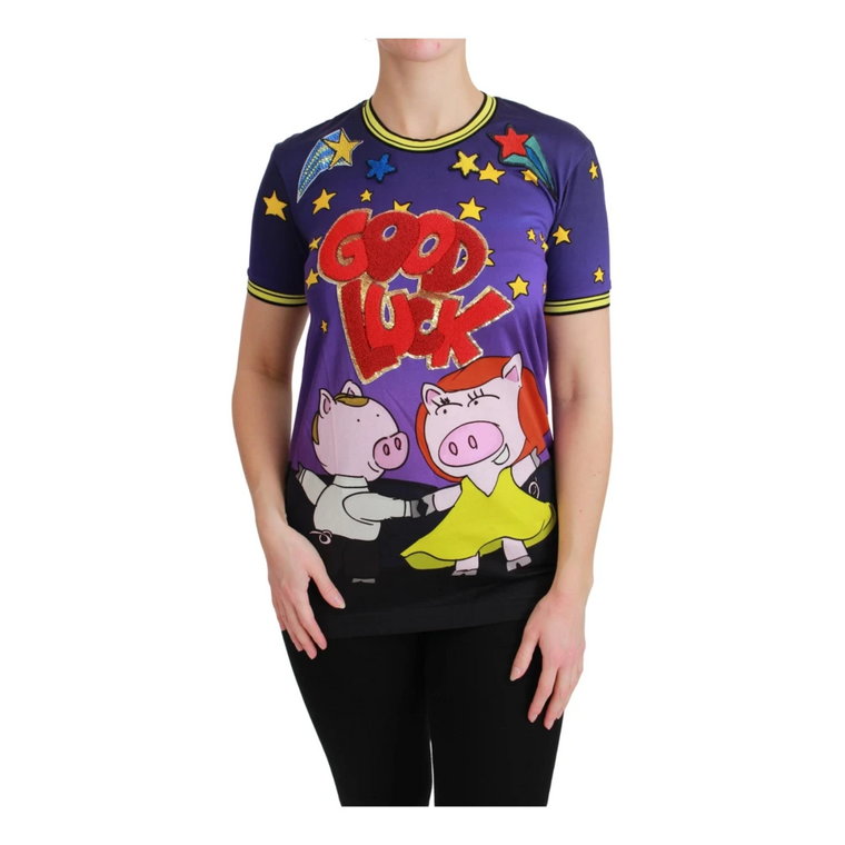 Purple Year OF THE PIG Top Cotton T-shirt Dolce & Gabbana