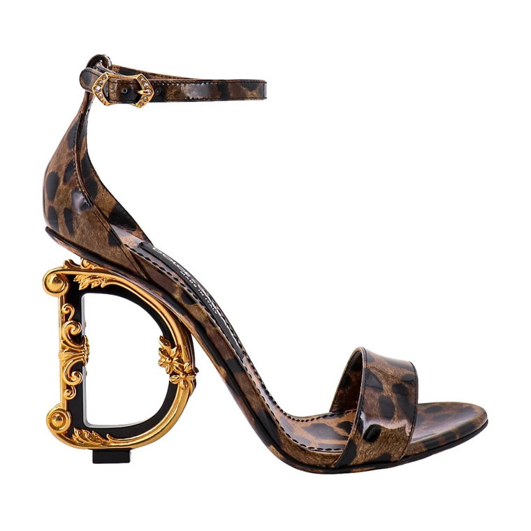 Brązowe sandały z regulowanym paskiem na kostkę Dolce & Gabbana