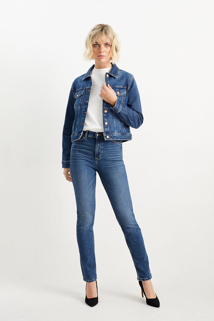 C&A Slim jeans-wysoki stan-LYCRA, Niebieski, Rozmiar: 34