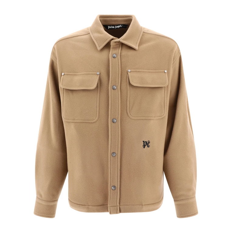 Monogramowe Kieszenie Wełniana Overshirt Kurtka Palm Angels