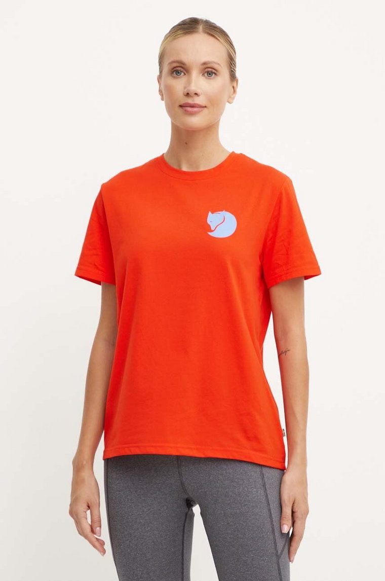 Fjallraven t-shirt Fox Boxy Logo damski kolor pomarańczowy F87153