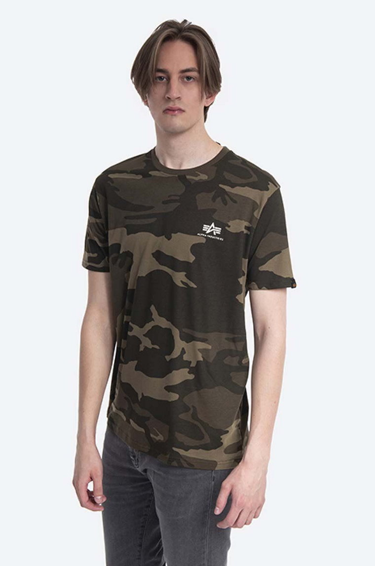 Alpha Industries t-shirt bawełniany Backprint T Camo kolor zielony wzorzysty 128507C.239-ZIELONY