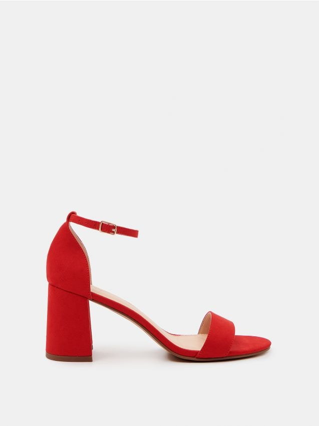 Mohito - Czerwone sandały na grubym obcasie - czerwony