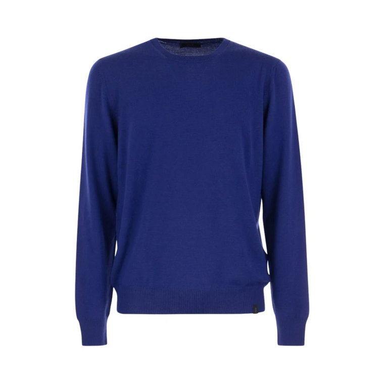 Niebieski Sweter z Wełny Fay