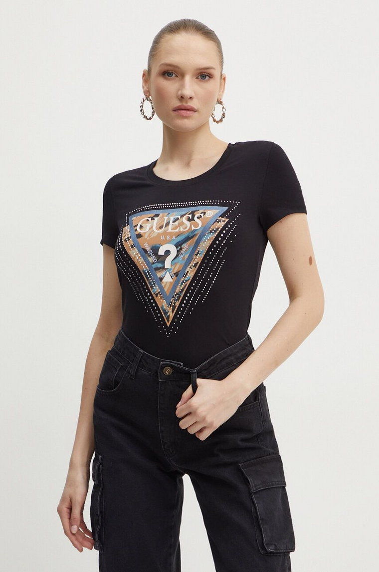 Guess t-shirt LEO damski kolor czarny W4YI15 J1314