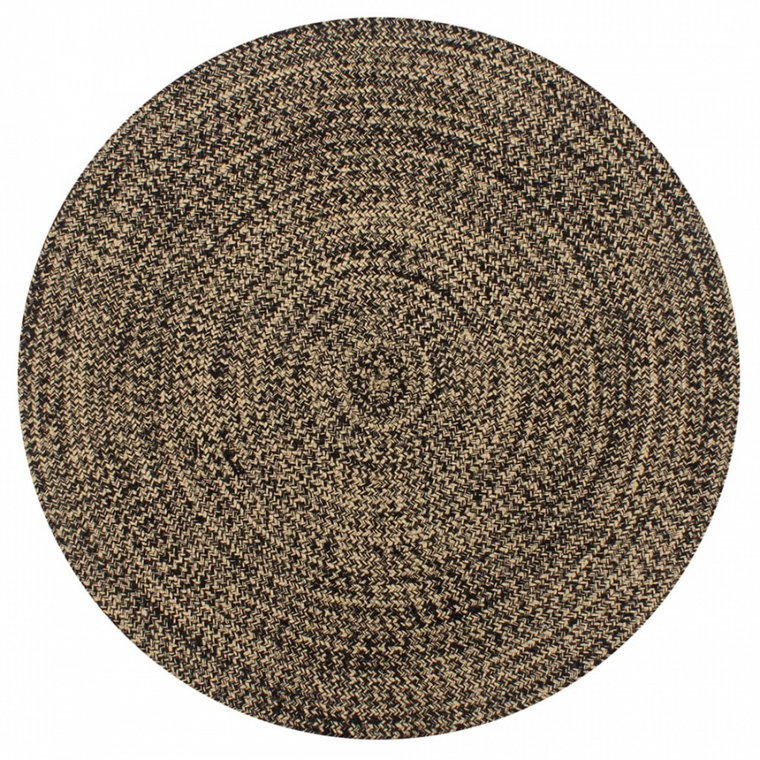 Ręcznie wykonany dywanik, juta, czarny i naturalny, 90 cm kod: V-133725