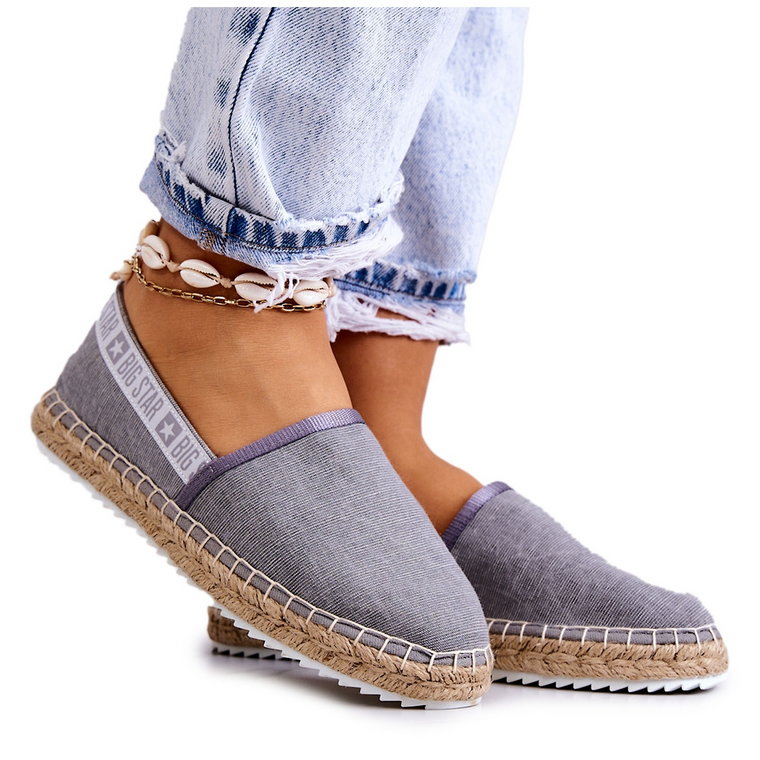 Materiałowe Espadryle Wsuwane Big Star JJ274876 Szare